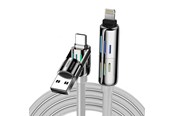 USB-kabel - BlitzWolf BW-HDC6 4-in-1 USB-C/USB-A to USB-C/Lightning Cable 240W RGB - BW-HDC6 Grey