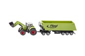 Speelgoedauto - SIKU 1949 Tractor with Front Loader Dolly and Dump Truck 1:50 - S-1949
