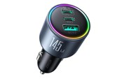 Mobiel - Adapters & Opladers - Joyroom JR-CCN07 145W Car Charger 2xUSB-C USB-A + 100W USB-C Cable - Dark Grey - 6956116764968