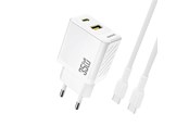 Mobiel - Adapters & Opladers - Dudao A27MaxCEU PD QC 35W USB-A USB-C wall charger with USB-C cable - white - 6977196682911