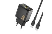 Mobiel - Adapters & Opladers - Dudao A26TCEU PD QC 25W GaN USB-A USB-C wall charger with USB-C cable - black - 6976625334117