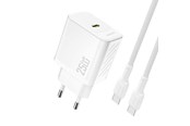 Mobiel - Adapters & Opladers - Dudao A27CEU PD 25W GaN SB-C AC Charger with USB-C Cable - White - 6976625334148