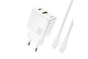 Mobiel - Adapters & Opladers - Dudao A27TCEU PD 30W GAN USB-A USB-C wall charger with USB-C cable - white - 6976625334223