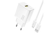 Mobiel - Adapters & Opladers - Dudao A27STEU 25W GaN USB-A wall charger with USB-A cable - USB-C - white - 6976625334872