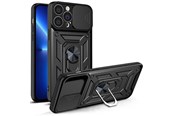 Mobiel - Covers & Cases - Hurtel Hybrid Armor Camshield Case for iPhone 13 Pro Armored Case with Camera Cover Black - 9145576267974