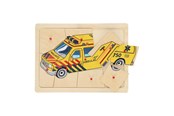 Puzzels - Playwood Wooden Knob Puzzle Ambulance 9 pcs. Hout - RS241-AMB