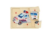 Puzzels - Playwood Wooden Knob Puzzle Police 9 pcs. Hout - RS241-POL
