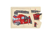 Puzzels - Playwood Wooden Knob Puzzle Fire Brigade 9 pcs. Hout - RS241-BRA