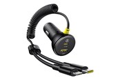 Mobiel - Adapters & Opladers - Baseus Circular 60W USB-A + USB-C Car Charger with Built-in Lightning + USB-C Cable 1.4m - Black - C00035902121-01