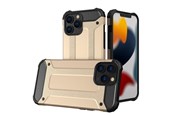 Mobiel - Covers & Cases - Hurtel Hybrid Armor Case Tough Rugged Cover for iPhone 13 Pro Golden - 5907769326578