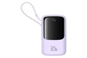 Powerbank - Baseus Qpow Pro+ 10000mAh 22.5W Power Bank with Built-in USB-C Cable and Display - Purple Powerbank - Paars - 10000 mAh - P10067101513-00