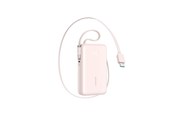 Powerbank - Joyroom JR-PR2L 10000mAh 35W Power Bank with Built-in Retractable USB-C Cable and USB-C Lanyard Cable - Pink Powerbank - Roze - 10000 mAh - JR-PR2 pink
