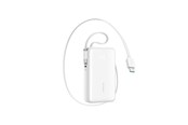 Powerbank - Joyroom JR-PR2 35W 10000mAh Power Bank with Retractable USB-C Cable and Built-in Lightning Cable - White Powerbank - Wit - 10000 mAh - JR-PR2 white