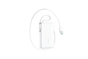 Powerbank - Joyroom JR-PR2L 10000mAh 35W Power Bank with Built-in Retractable USB-C Cable and Lightning Lanyard Cable - White Powerbank - Wit - 10000 mAh - JR-PR2L white