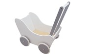 Pop, teddybeer en materiaal - Playwood Doll's pram white/silver - PW2352