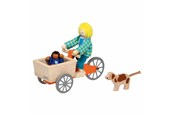 Houten speelgoed - Goki Dollhouse Wooden Cargo Bike with Child and Dog - 51462