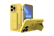 Mobiel - Covers & Cases - Wozinsky Kickstand Case Silicone Case with Stand iPhone 13 mini yellow - 9145576234310