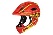 Bike Lights - Wozinsky Fullface Children's Bicycle Helmet with USB Rear Light 52-56 cm - Red-Yellow - 5907769381003