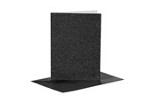 Schrijfblokken, formulieren en notitieboekjes - Creativ Company Cards and Envelopes 10.5x15cm Glitter Black - 4 pcs. - 23027