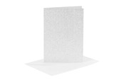 Schrijfblokken, formulieren en notitieboekjes - Creativ Company Cards and Envelopes 10.5x15cm Glitter Silver - 4 pcs. - 23024