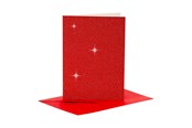 Schrijfblokken, formulieren en notitieboekjes - Creativ Company Cards and Envelopes 10.5x15cm Glitter Red - 4 pcs. - 23025