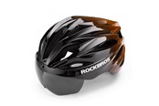 Fietsaccessoires - Rockbros Bike Helmet with Visor Detachable UV Protective Goggles Unisex - Black/Brown - 8386824304077