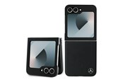 Mobiel - Covers & Cases - Mercedes Leather Wood Imitation MagSafe Case for Samsung Galaxy Z Flip 6 - Black - 3666339323080
