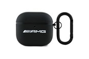 Mobiel - Covers & Cases - Mercedes AMG Leather White Logo Case for AirPods 4 - Black / White - 3666339397463