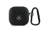 Mobiel - Covers & Cases - Mercedes Leather Metal Logo Case for AirPods 4 - Black - 3666339397500