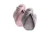 Welness - PARSA 2 x microfiber hårturban - Grå og rosa - P00002800-111