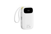 Powerbank - Baseus EnerFill FC31 10000mAh 22.5W Power Bank with Digital Display with 2 Built-in Cables - White Powerbank - Wit - 10000 mAh - P10082106213-00
