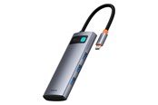 USB hub - Baseus Metal Gleam 7in1 HDMI 4K 60Hz USB-C Hub / 3x USB 3.0 / USB-C PD / SD / microSD - Gray USB hub - B00030708811-01