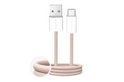 USB-kabel - Puro Fabrik 10W braided USB-A - USB-C 1.5m - beige - PUCAC10WFABK415MTBEG