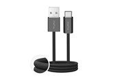 USB-kabel - Puro Fabrik 2.0 10W USB-A - USB-C Braided Cable 1.5 m - Black - PUCAC10WFABK415MTBLK
