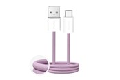 USB-kabel - Puro Fabrik 2.0 10W USB-A - USB-C Braided Cable 1.5 m - Pink - PUCAC10WFABK415MTPNK