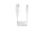 USB-kabel - Puro 12W USB-A Spiral Cable - Lightning 1m - White - PUCAPLT12WSPWHI