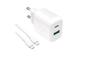 Mobiel - Adapters & Opladers - Puro PROLITE 20W USB-A / USB-C Wall Charger + USB-C - USB-C 1.2m Cable - White - PUTCUSBAC20WDYKCCWHI