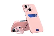 Mobiel - Covers & Cases - Hurtel Leather Stand Case for iPhone 14 Plus Card Wallet Cover with Stand Pink - 9145576269671