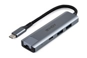 USB hub - Lindy USB 3.2 Gen 2 Type C Hub & Gigabit Ethernet Converter USB hub - 4 - USB 3.2 - Grijs - 43422