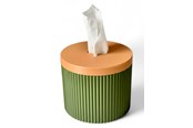 Decoratie - Simiu Paper Dispenser - Round - Olive Green/Beige - 13.5cm - 5714255011609