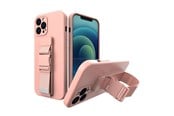 Mobiel - Covers & Cases - Hurtel Rope Case Silicone Cover with Lanyard Purse Lanyard Strap for Xiaomi Redmi Note 11 Pro Pink - 5907769340468