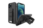 Mobiel - Covers & Cases - Hurtel Rope Case Silicone Lanyard Cover Purse Lanyard Strap For Samsung Galaxy S22 + (S22 Plus) Black - 5907769340598