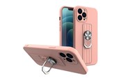 Mobiel - Covers & Cases - Hurtel Ring Case Silicone Case with Finger Holder and Stand for Xiaomi Redmi Note 11 Pro Pink - 5907769340949