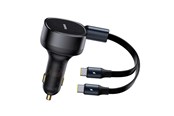 Mobiel - Adapters & Opladers - Baseus Enjoyment Retractable 2-in-1 Car Charger C+C 33W Cluster Black - C00035506113-Z1