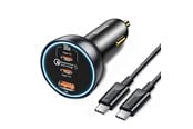 Mobiel - Adapters & Opladers - Baseus 160W Car Charger with Qualcomm® Quick Charge™ 5 Technology 2xUSB-C 1xUSB-A - Gray - CGZX000013