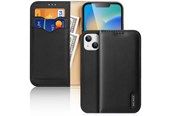 Mobiel - Covers & Cases - Dux Ducis Hivo Leather Flip Case Genuine Leather Cover Card & Document Wallet iPhone 14 Plus Black - 6934913034996