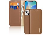 Mobiel - Covers & Cases - Dux Ducis Hivo Leather Flip Case Genuine Leather Cover Card & Document Wallet iPhone 14 Plus Brown - 6934913033005