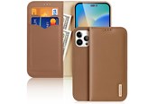 Mobiel - Covers & Cases - Dux Ducis  Hivo Leather Flip Case Genuine Leather Cover Card & Document Wallet iPhone 14 Pro Max Brown - 6934913033067