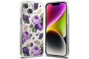 Mobiel - Covers & Cases - Ringke Fusion Design Armored Case Cover with Gel Frame iPhone 14 Plus Clear (Purple rose) (FD637E29) - 8809881265605