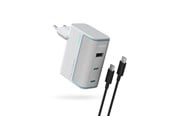 Mobiel - Adapters & Opladers - CUKTECH AD1003EU 100W GaN 2x USB-C + USB-A Wall Charger with Cable - White - CKAD1003EUGW